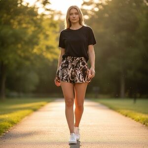 EUC - FP Movement The Way Home Short - black floral - size Small Petite